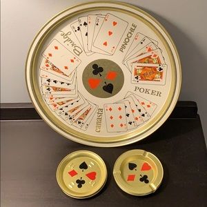Vintage Tray with Coasters and Ashtrays!